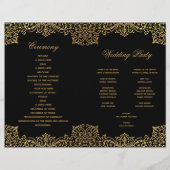 Elegant zwart goud Antiek gevouwen bruiloft progra (Achterkant)