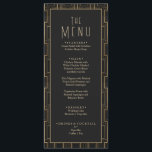 Elegant Zwart & Goud Art Deco Gatsby Bruiloft Menu<br><div class="desc">Elegant Zwart En Goud Grote Gatsby Bruiloft Menu Een elegant fancy en stijlvol goud en zwarte kunst deco patroon diner bruiloft diner menu.</div>