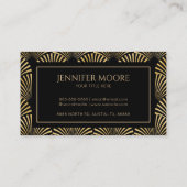 Elegant Zwart Goud Art Deco Patroon Custom Visitekaartje (Achterkant)