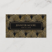 Elegant Zwart Goud Art Deco Patroon Custom Visitekaartje (Voorkant)