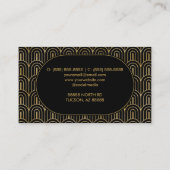 Elegant Zwart Goud Art Deco Patroon Custom Visitekaartje (Achterkant)