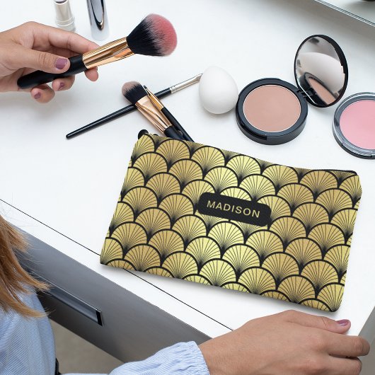 Elegant Zwart Goud Art Deco Patroon Gepersonalisee Etui