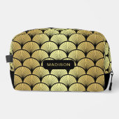 Elegant Zwart Goud Art Deco Patroon Gepersonalisee Toilettasje (Voorkant)