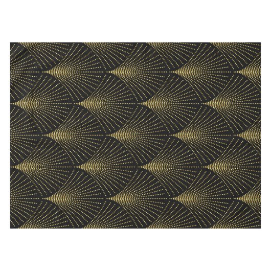 Elegant zwart & goud Art-Deco patroon Tafelkleed (Voorkant (Horizontaal))