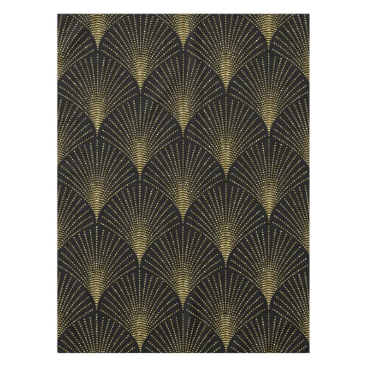 Elegant zwart & goud Art-Deco patroon Tafelkleed (Voorkant)