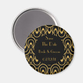 Elegant zwart & goud Art Deco Save The Date Magneet (Voorkant / Achterkant)