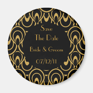 Elegant zwart & goud Art Deco Save The Date Magneet