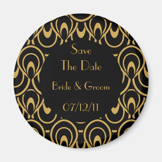 Elegant zwart & goud Art Deco Save The Date Magneet (Voorkant)
