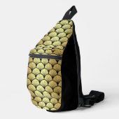 Elegant Zwart Goud Art Deco  Ventilatorpatroon Sling Bag (Rechterhoek)