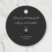 Elegant zwart goud balletjes luxe kerst citaat bedankjes labels (Achterkant)