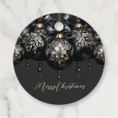 Elegant zwart goud balletjes luxe kerst citaat bedankjes labels (Voorkant)