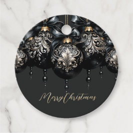 Elegant zwart goud balletjes luxe kerst citaat bedankjes labels