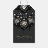 Elegant zwart goud balletjes luxe kerst citaat cadeaulabel (Voorkant)