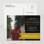 Elegant Zwart & Goud Banner Foto Afstudeerfeest Uitnodiging Briefkaart (Voorkant / Achterkant)