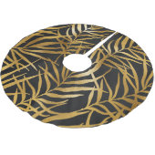 Elegant Zwart Goud Blad Patroon Chique Kerstmis Kerstboom Rok (Gekanteld)