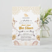 Elegant Zwart & Goud | Bloem Moskee Iftar Kaart (Staand voorkant)