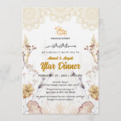 Elegant Zwart & Goud | Bloem Moskee Iftar Kaart (Voorkant)