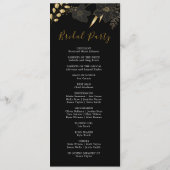Elegant Zwart & Goud Bloemen Bruiloft Party Progra Programmakaart (Achterkant)
