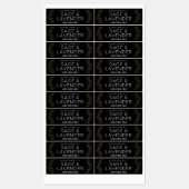 Elegant Zwart & Goud Bloemen Dunne Product Jar Lab Labels (Vel)