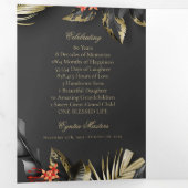 Elegant Zwart Goud Bloemen Foto Begrafenisprogramm Drieluik Uitnodiging (Binnenzijde eerst)