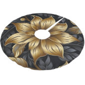 Elegant Zwart Goud Bloemen Ontwerp Kerstmis Kerstboom Rok (Gekanteld)