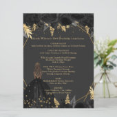 Elegant Zwart Goud Bloemen Prinses Menu (Staand voorkant)