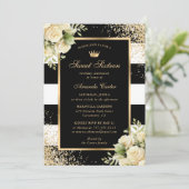 Elegant Zwart Goud Bloemen Zoet Zestien Verjaardag Kaart (Staand voorkant)