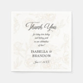 Elegant zwart goud bloemenbruiloft servet (Voorkant)