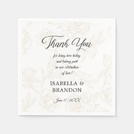 Elegant zwart goud bloemenbruiloft servet