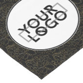 Elegant Zwart Goud Bloempatroon w/Logo Korte Tafelloper (Hoek)