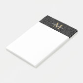 Elegant zwart goud bloemrijk schrift monogram post-it® notes (Schuin)