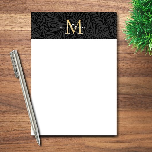 Elegant zwart goud bloemrijk schrift monogram post-it® notes
