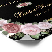 Elegant Zwart Goud Blush Bloemen Vrijgezellenfeest Poster (Hoek)