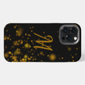 Elegant zwart goud bokeh-effect eerste initiaal iPhone hoesje (Achterkant horizontaal)