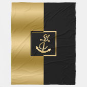 Elegant Zwart & Goud Boot Anker Modern Ontwerp Fleece Deken (Voorkant)