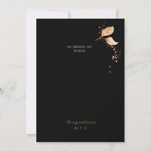 Elegant zwart goud bordeaux dubbelzijdig bruiloft kaart (Achterkant)