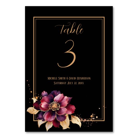 Elegant zwart goud bordeaux dubbelzijdig kaart (Achterkant)