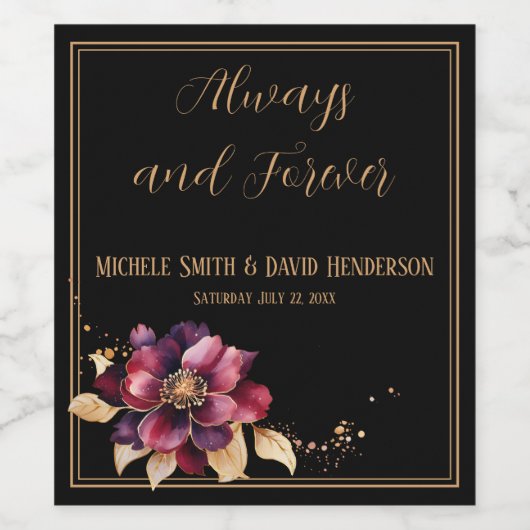 Elegant zwart goud bordeaux wijn etiket (Enkel label)