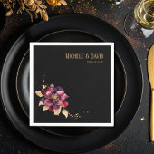 Elegant zwart goud bordeauxrood naamdatum Standaar Servet