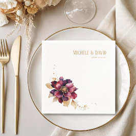 Elegant zwart goud bordeauxrood naamdatum Wit Servet