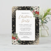 Elegant Zwart Goud Botanisch Kerstfeest Kaart (Staand voorkant)