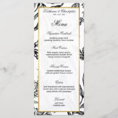 Elegant Zwart Goud Botanisch Wedding Menu (Voorkant)