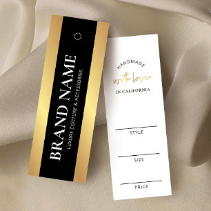 Elegant Zwart & Goud Boutique Kleding Hang Label Mini Visitekaartjes