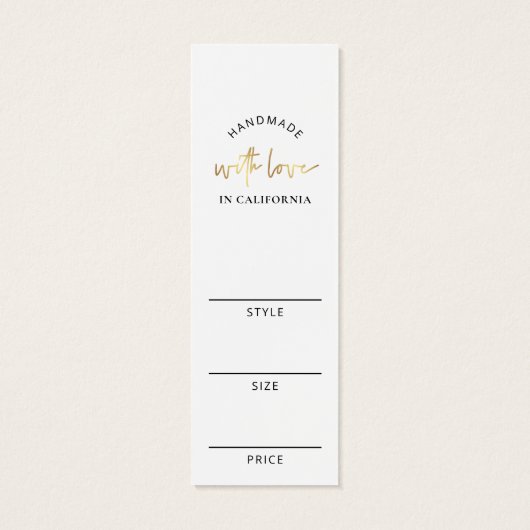 Elegant Zwart & Goud Boutique Kleding Hang Label Mini Visitekaartjes (Achterkant)