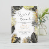Elegant Zwart Goud Bridal Brunch Douche Bruiloft Kaart (Staand voorkant)