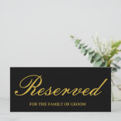 Elegant Zwart Goud Bruiloft Gereserveerd Teken Kaa (Staand voorkant)