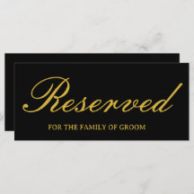 Elegant Zwart Goud Bruiloft Gereserveerd Teken Kaa