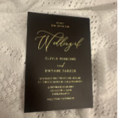 Elegant Zwart & Goud bruiloft Gouden Folie Uitnodiging