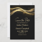Elegant Zwart Goud Bruiloft Save the Date Kaart (Voorkant)