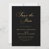 Elegant Zwart Goud Bruiloft Save the Date Magnetische Uitnodiging (Voorkant)